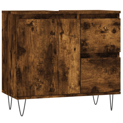 vidaXL 3 Piece Bathroom Furniture Set Smoked Oak Engineered Wood