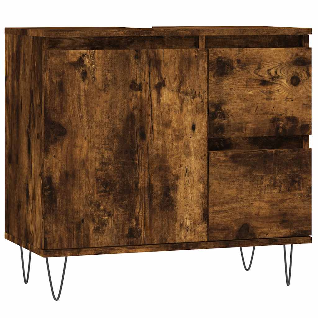 vidaXL 3 Piece Bathroom Furniture Set Smoked Oak Engineered Wood