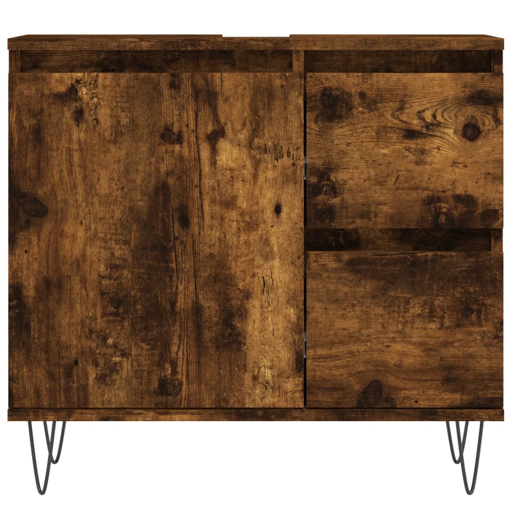 vidaXL 3 Piece Bathroom Furniture Set Smoked Oak Engineered Wood