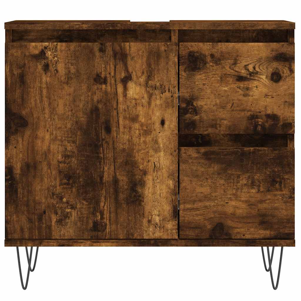 vidaXL 3 Piece Bathroom Furniture Set Smoked Oak Engineered Wood