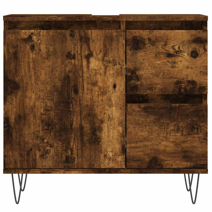 vidaXL 3 Piece Bathroom Furniture Set Smoked Oak Engineered Wood