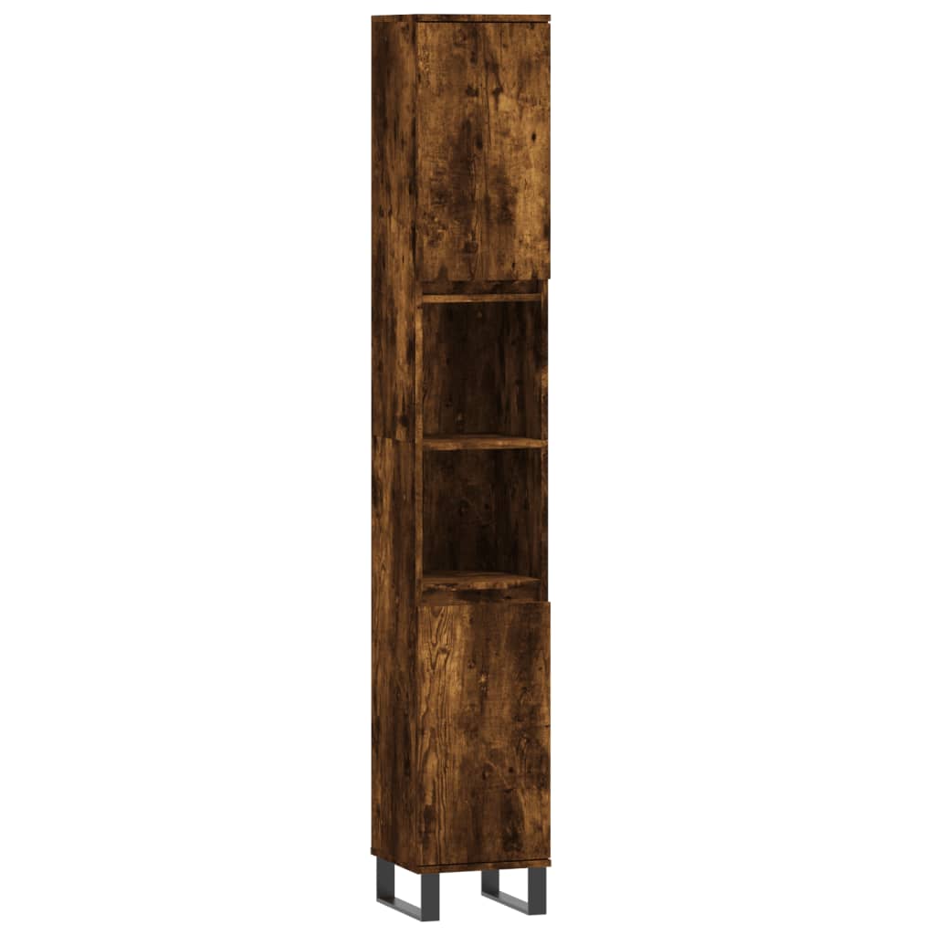vidaXL 3 Piece Bathroom Furniture Set Smoked Oak Engineered Wood