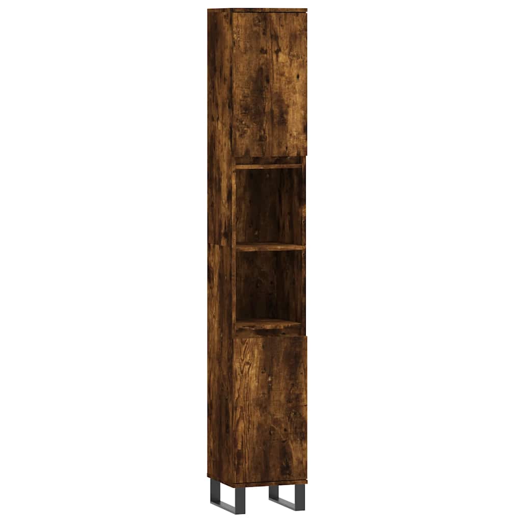 vidaXL 3 Piece Bathroom Furniture Set Smoked Oak Engineered Wood