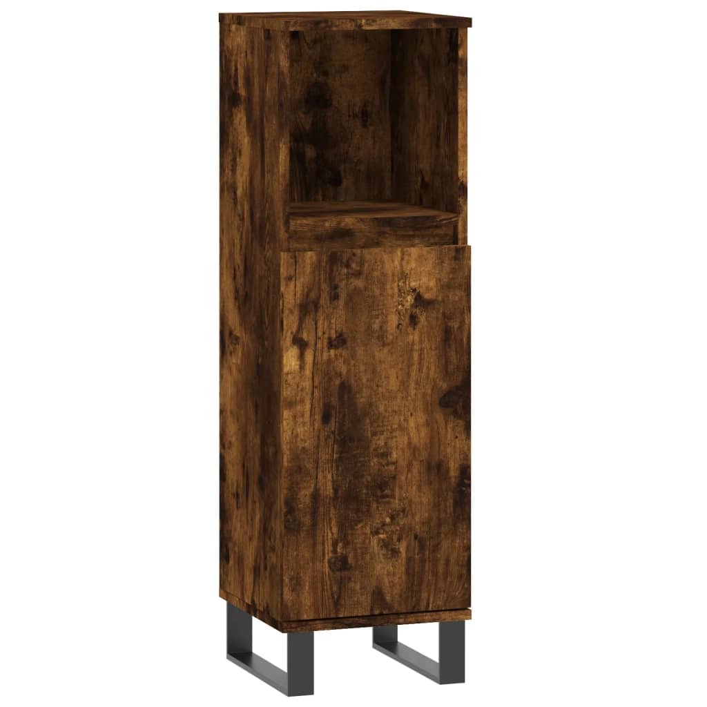 vidaXL 3 Piece Bathroom Furniture Set Smoked Oak Engineered Wood
