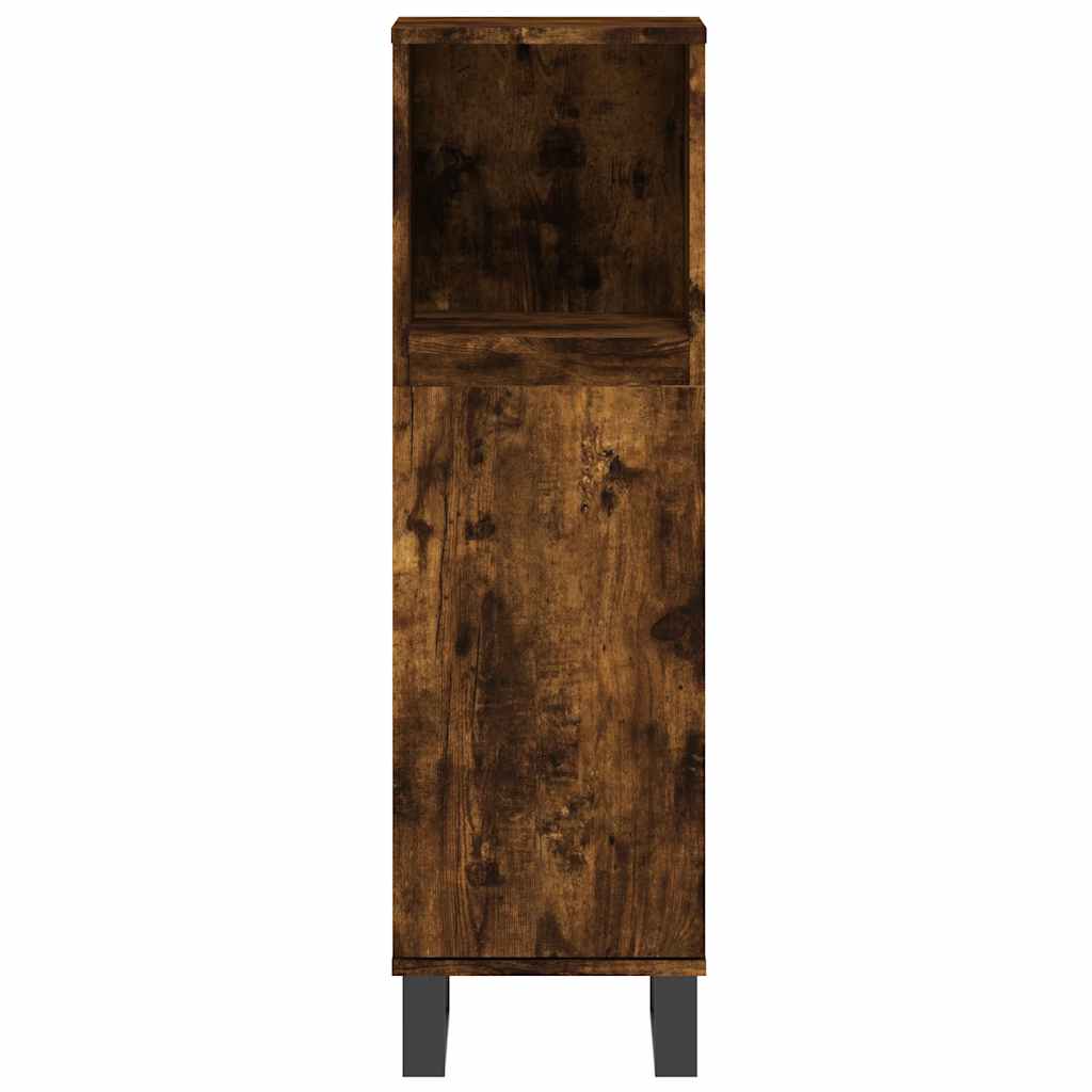 vidaXL 3 Piece Bathroom Furniture Set Smoked Oak Engineered Wood