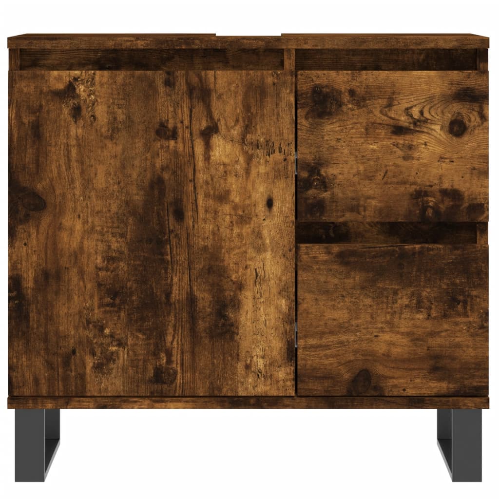 vidaXL 3 Piece Bathroom Furniture Set Smoked Oak Engineered Wood