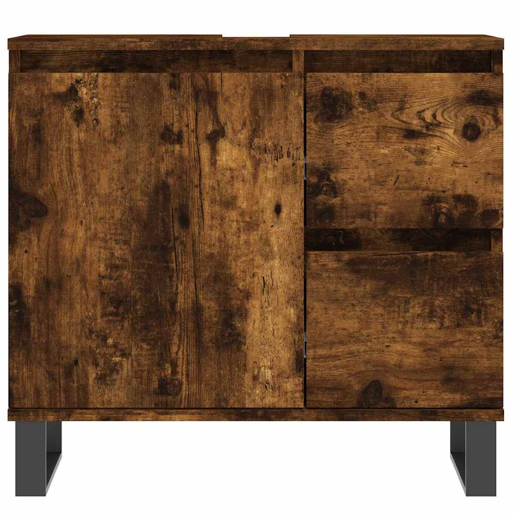 vidaXL 3 Piece Bathroom Furniture Set Smoked Oak Engineered Wood