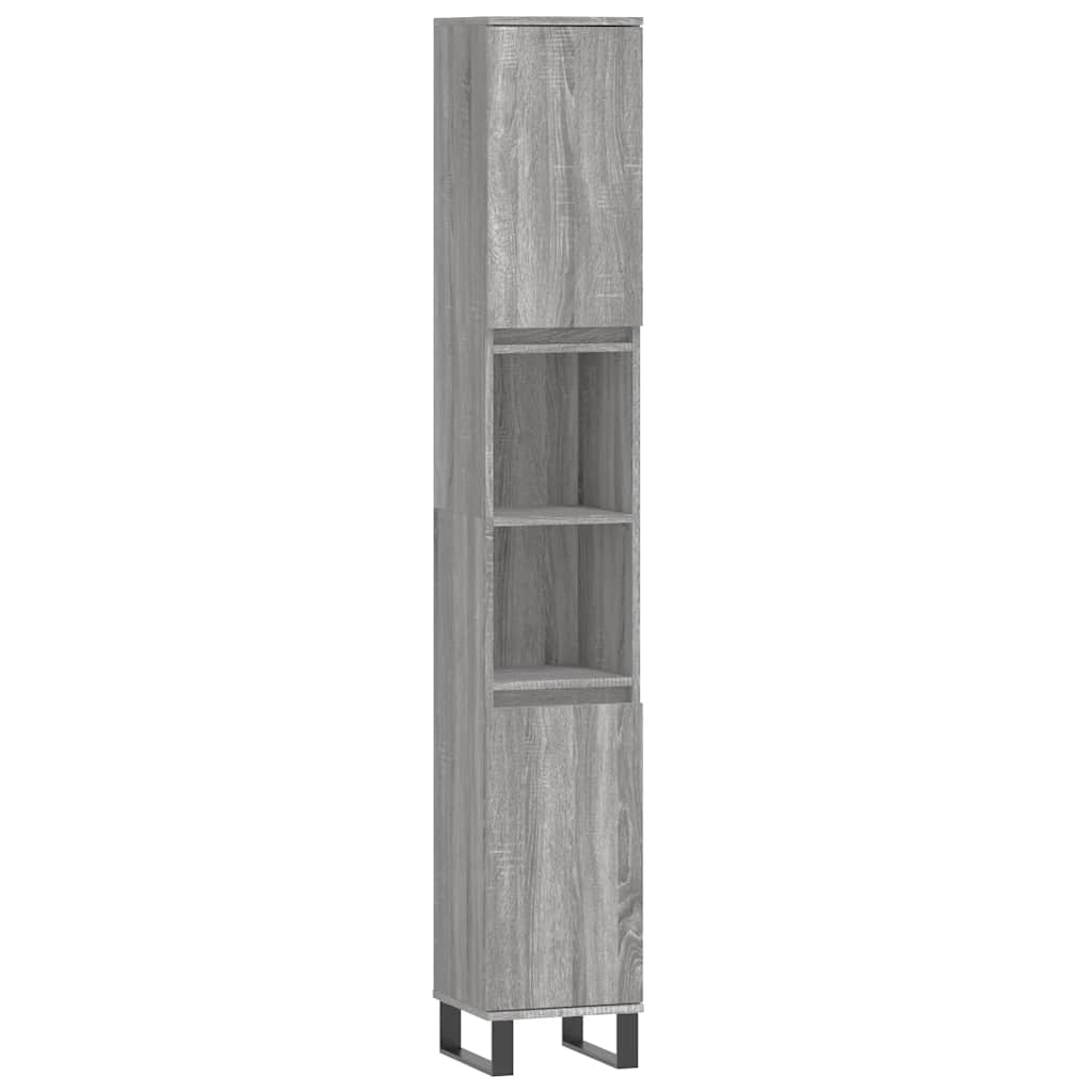 vidaXL 3 Piece Bathroom Furniture Set Grey Sonoma Engineered Wood