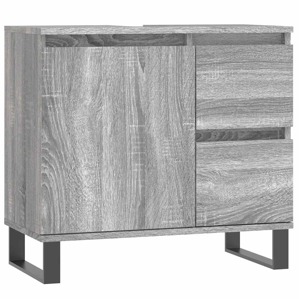 vidaXL 3 Piece Bathroom Furniture Set Grey Sonoma Engineered Wood