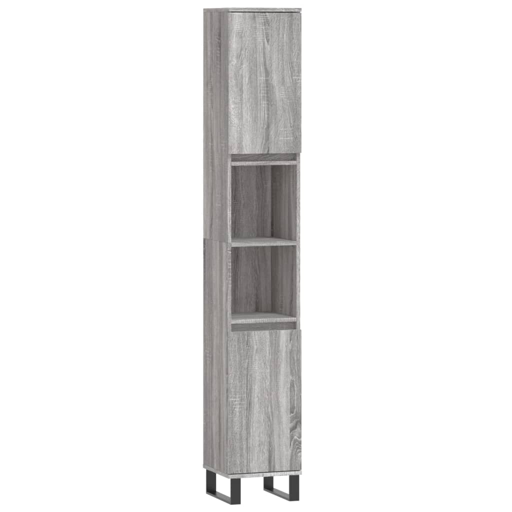 vidaXL 3 Piece Bathroom Furniture Set Grey Sonoma Engineered Wood