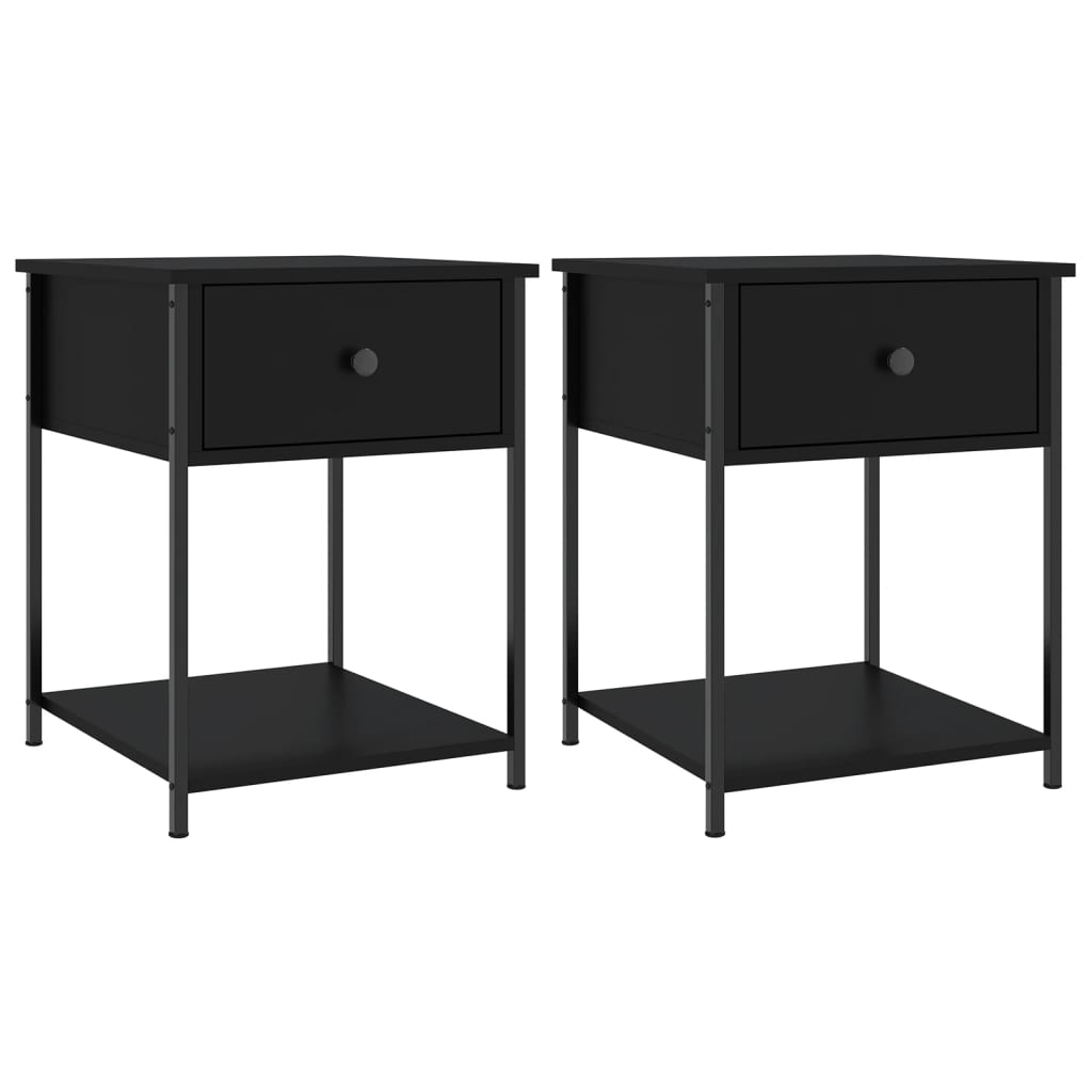 vidaXL Bedside Tables 2 pcs Black 44x45x58 cm Engineered Wood