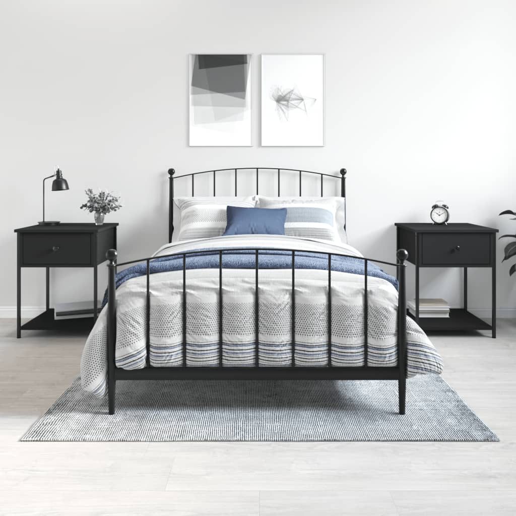 vidaXL Bedside Tables 2 pcs Black 44x45x58 cm Engineered Wood