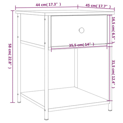 vidaXL Bedside Table Smoked Oak 44x45x58 cm Engineered Wood