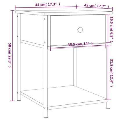 vidaXL Bedside Table Brown Oak 44x45x58 cm Engineered Wood