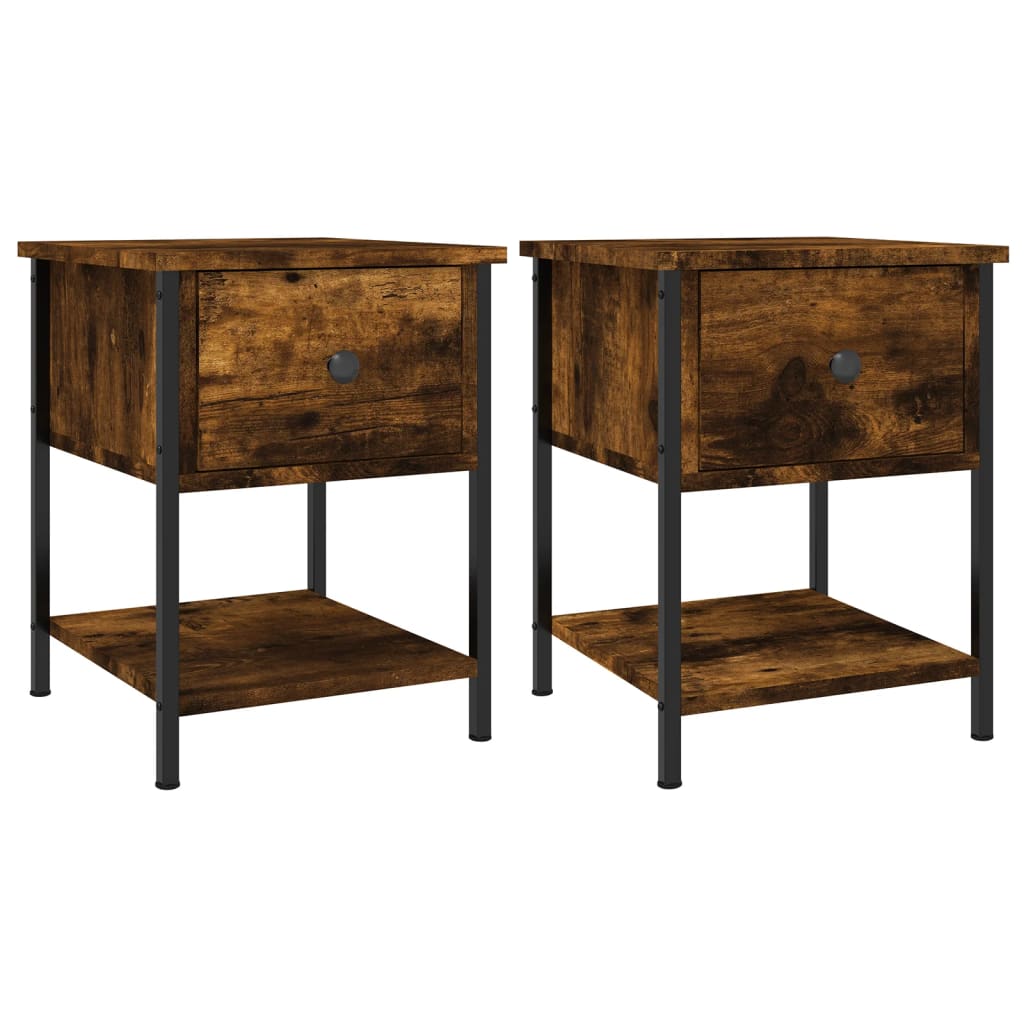vidaXL Bedside Tables 2 pcs Smoked Oak 34x35,5x45 cm Engineered Wood