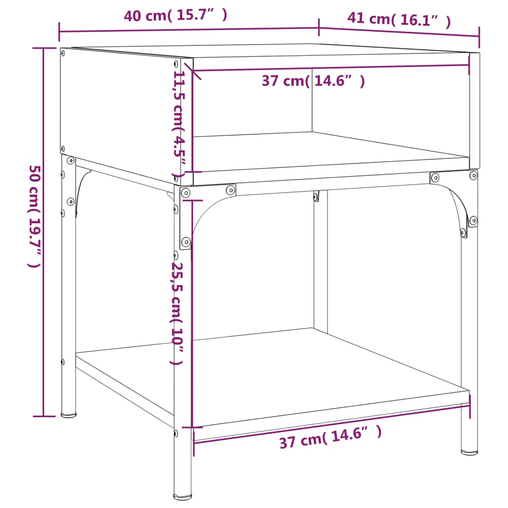 vidaXL Bedside Table Smoked Oak 40x41x50 cm Engineered Wood