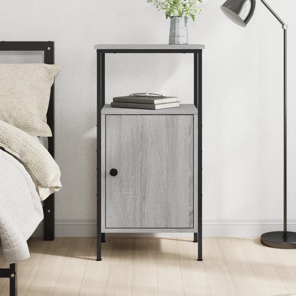 vidaXL Bedside Cabinet Grey Sonoma 41x31x80 cm Engineered Wood