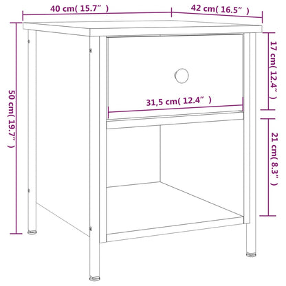 vidaXL Bedside Cabinet Grey Sonoma 40x42x50 cm Engineered Wood
