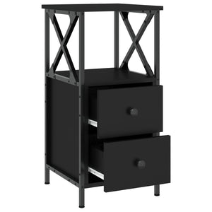 vidaXL Bedside Cabinets 2 pcs Black 34x35.5x70 cm Engineered Wood
