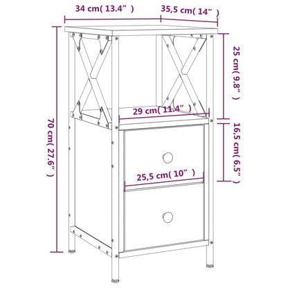 vidaXL Bedside Cabinet Sonoma Oak 34x35,5x70 cm Engineered Wood