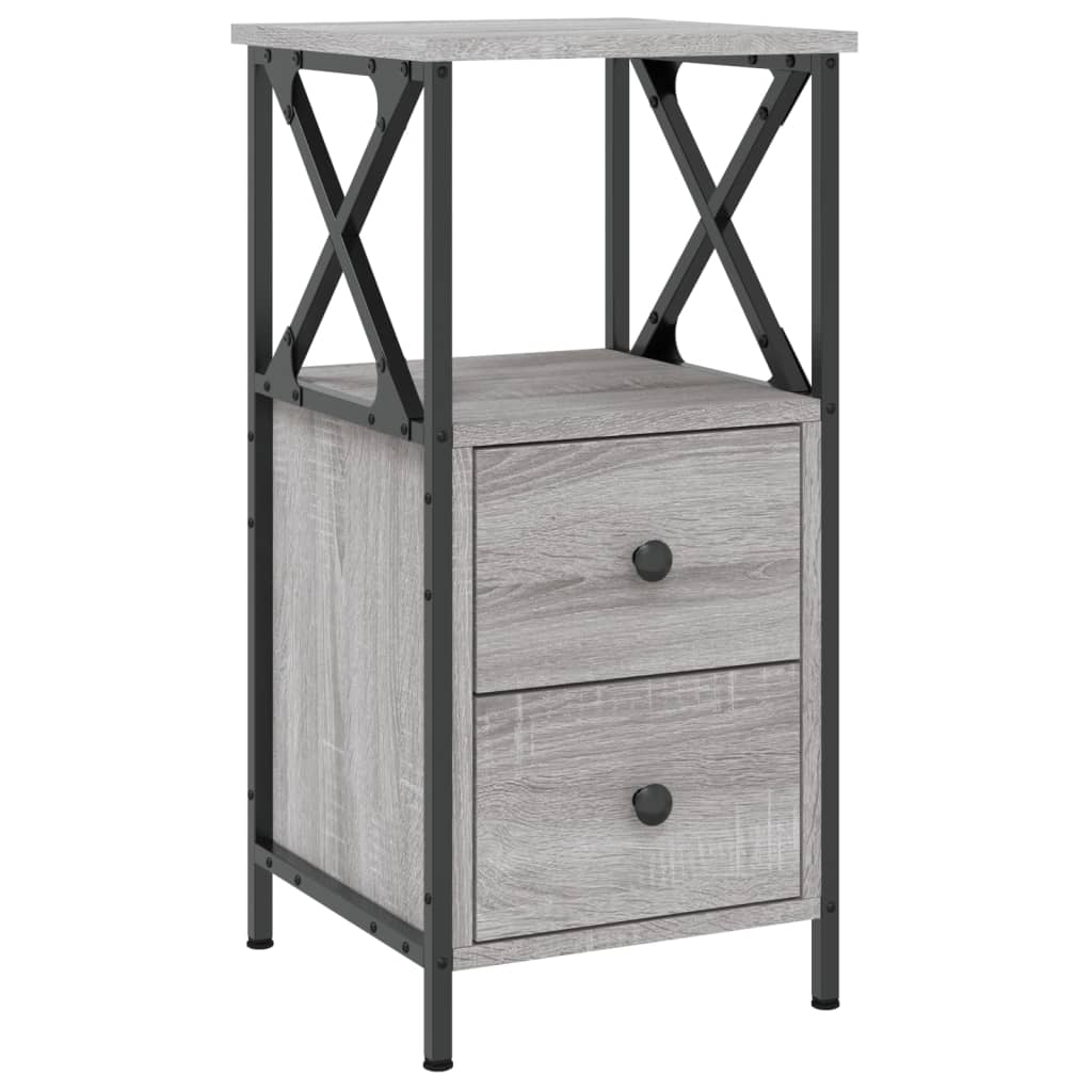 vidaXL Bedside Cabinet Grey Sonoma 34x35,5x70 cm Engineered Wood