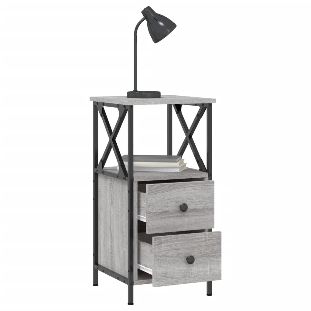 vidaXL Bedside Cabinet Grey Sonoma 34x35,5x70 cm Engineered Wood
