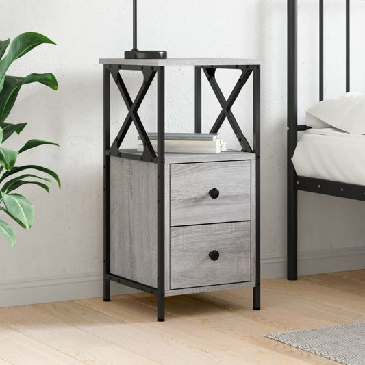 vidaXL Bedside Cabinet Grey Sonoma 34x35,5x70 cm Engineered Wood