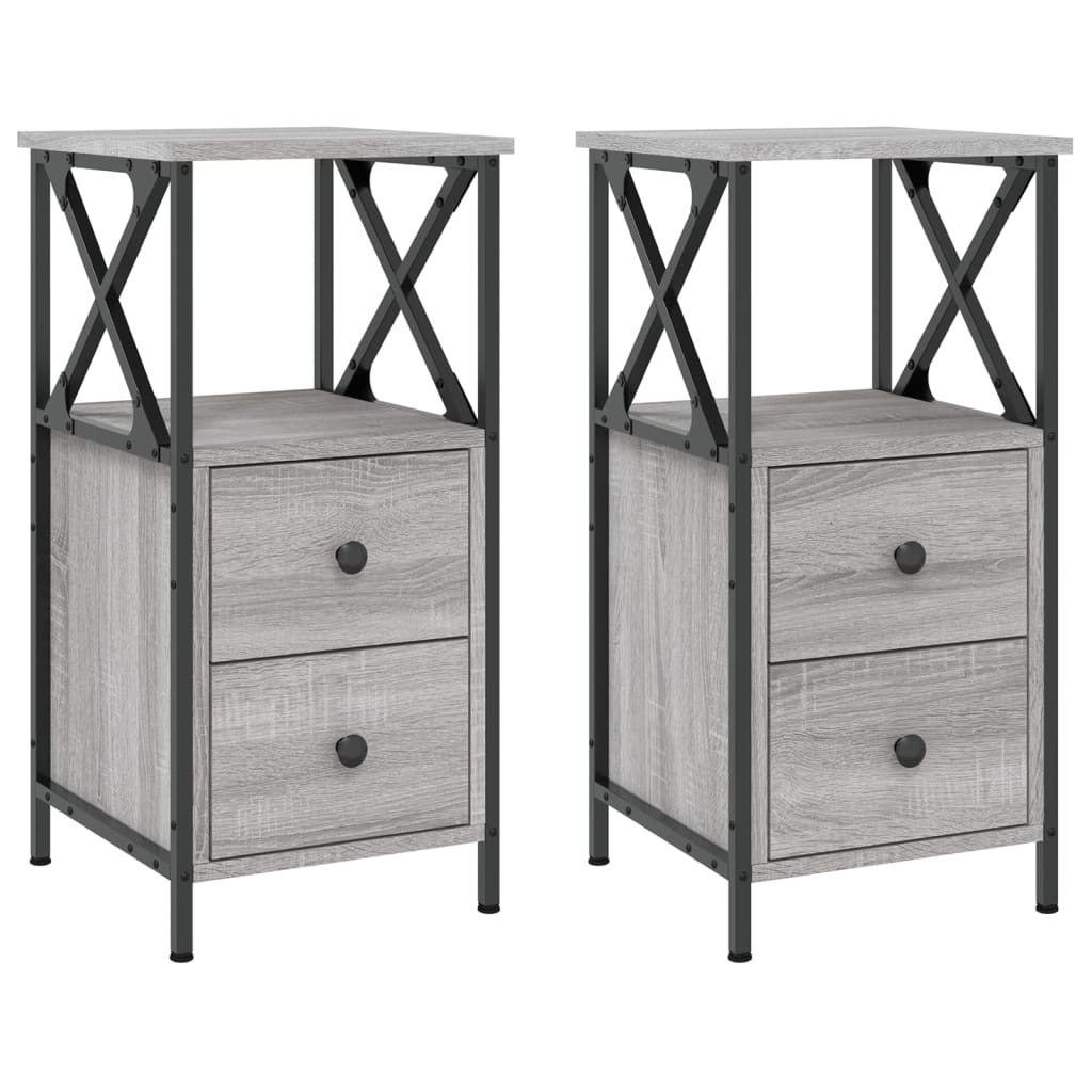 vidaXL Bedside Cabinets 2 pcs Grey Sonoma 34x35.5x70cm Engineered Wood