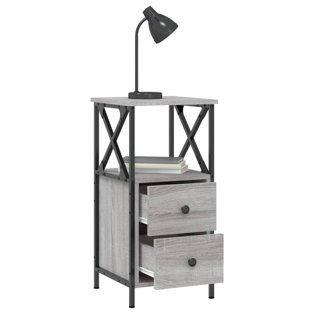 vidaXL Bedside Cabinets 2 pcs Grey Sonoma 34x35.5x70cm Engineered Wood