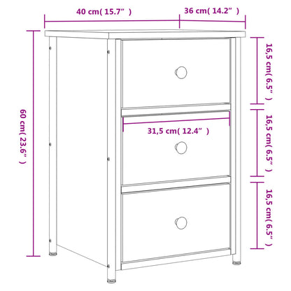 vidaXL Bedside Cabinet Sonoma Oak 40x36x60 cm Engineered Wood