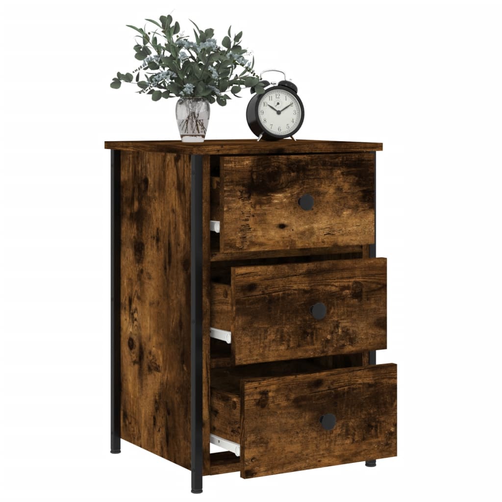vidaXL Bedside Cabinet Smoked Oak 40x36x60 cm Engineered Wood