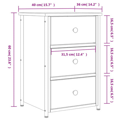 vidaXL Bedside Cabinet Smoked Oak 40x36x60 cm Engineered Wood