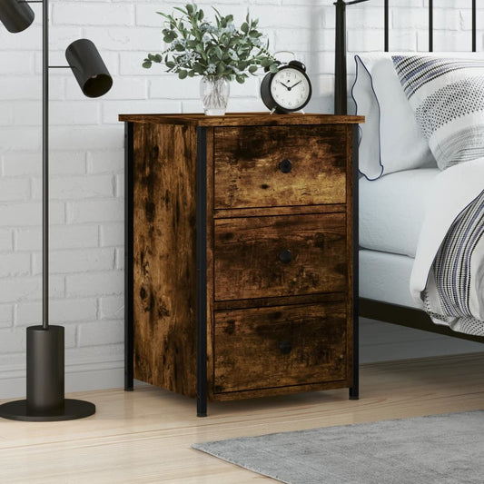 vidaXL Bedside Cabinet Smoked Oak 40x36x60 cm Engineered Wood