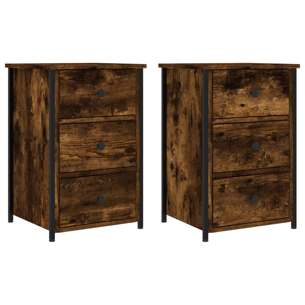 vidaXL Bedside Cabinets 2 pcs Smoked Oak 40x36x60 cm Engineered Wood