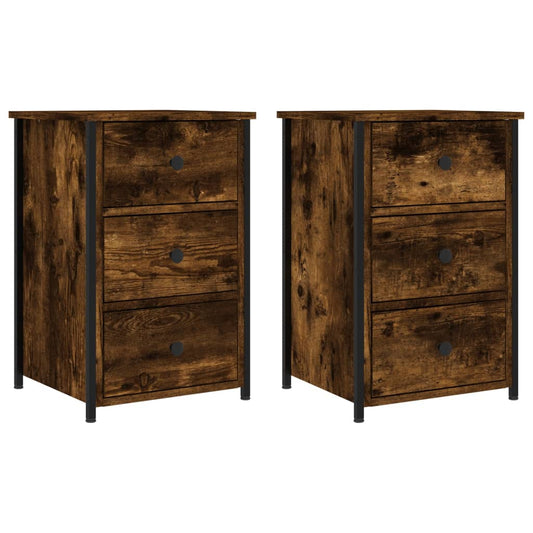vidaXL Bedside Cabinets 2 pcs Smoked Oak 40x36x60 cm Engineered Wood