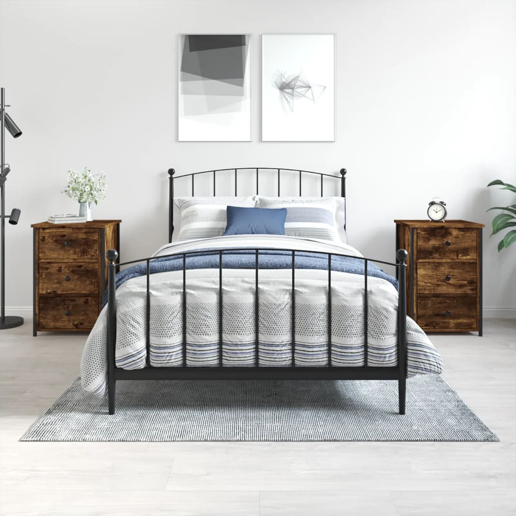 vidaXL Bedside Cabinets 2 pcs Smoked Oak 40x36x60 cm Engineered Wood