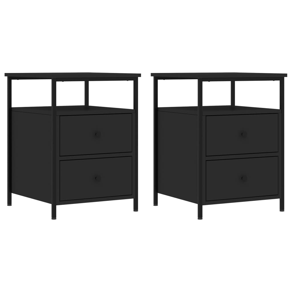 vidaXL Bedside Cabinets 2 pcs Black 44x45x60 cm Engineered Wood