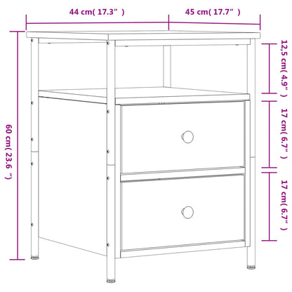 vidaXL Bedside Cabinets 2 pcs Black 44x45x60 cm Engineered Wood