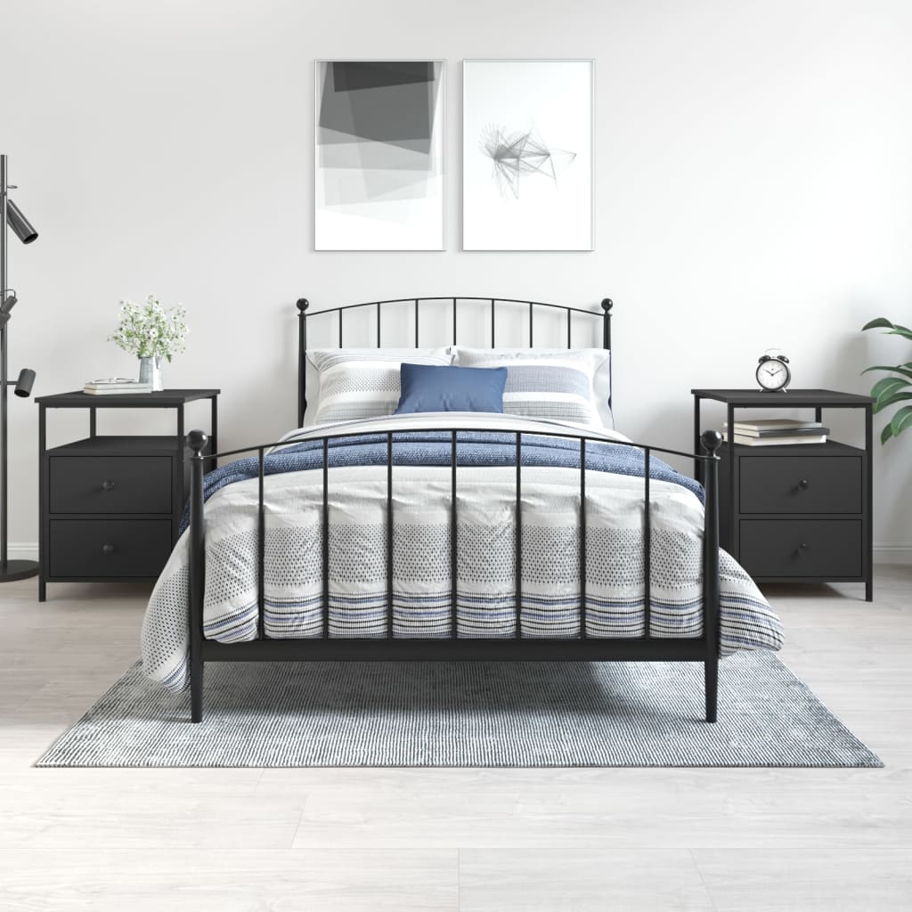 vidaXL Bedside Cabinets 2 pcs Black 44x45x60 cm Engineered Wood