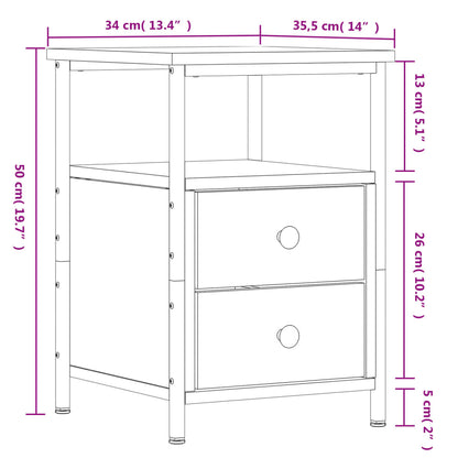 vidaXL Bedside Cabinet Sonoma Oak 34x35.5x50 cm Engineered Wood