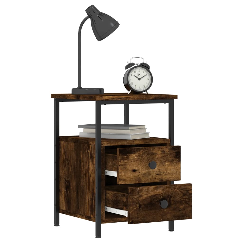 vidaXL Bedside Cabinets 2 pcs Smoked Oak 34x35.5x50 cm Engineered Wood