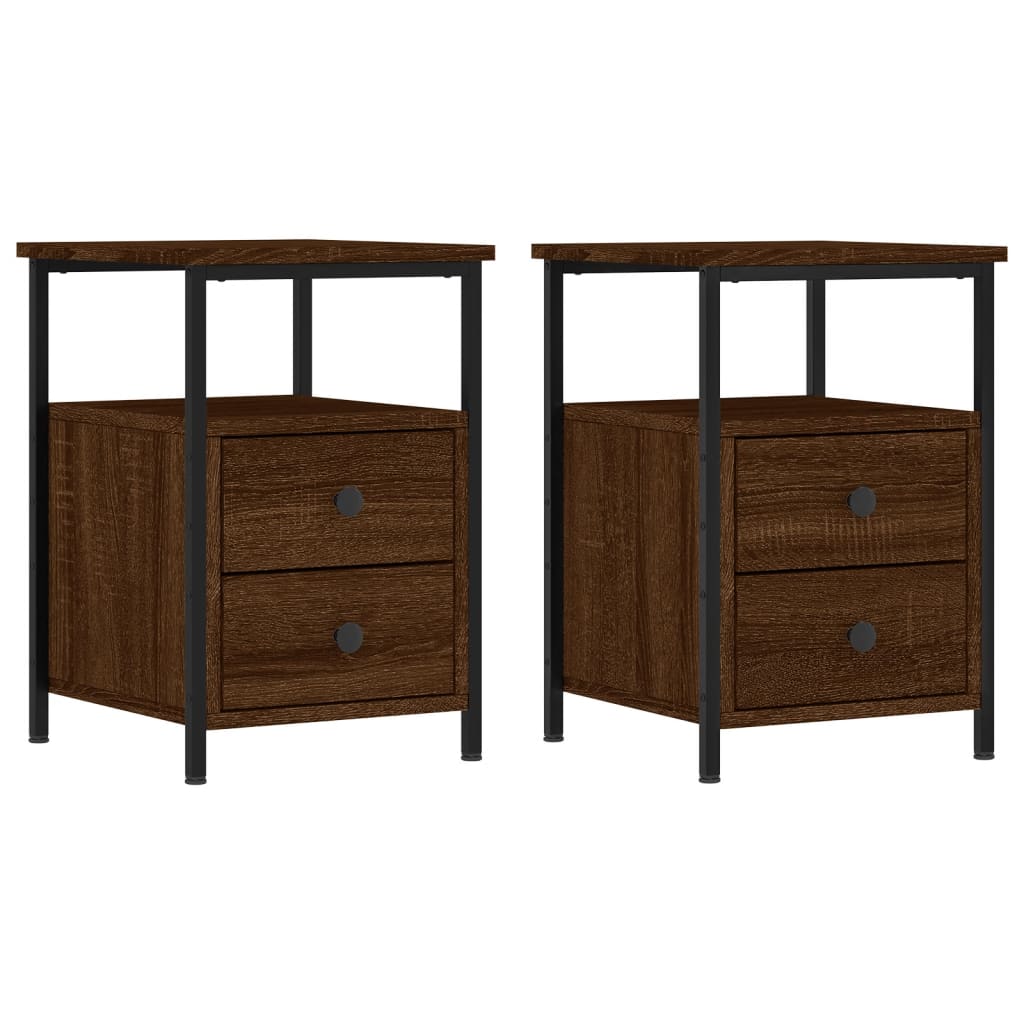 vidaXL Bedside Cabinets 2 pcs Brown Oak 34x35.5x50 cm Engineered Wood
