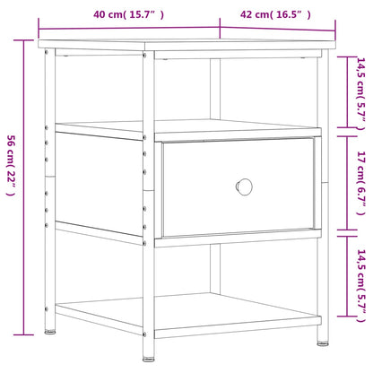 vidaXL Bedside Cabinet Sonoma Oak 40x42x56 cm Engineered Wood