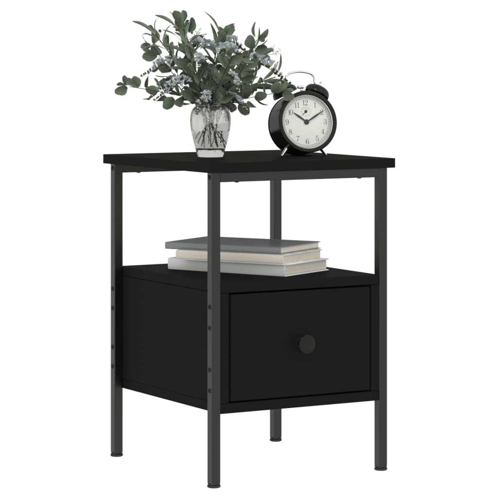 vidaXL Bedside Cabinet Black 34x36x50 cm Engineered Wood