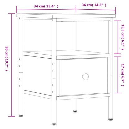vidaXL Bedside Cabinet Black 34x36x50 cm Engineered Wood