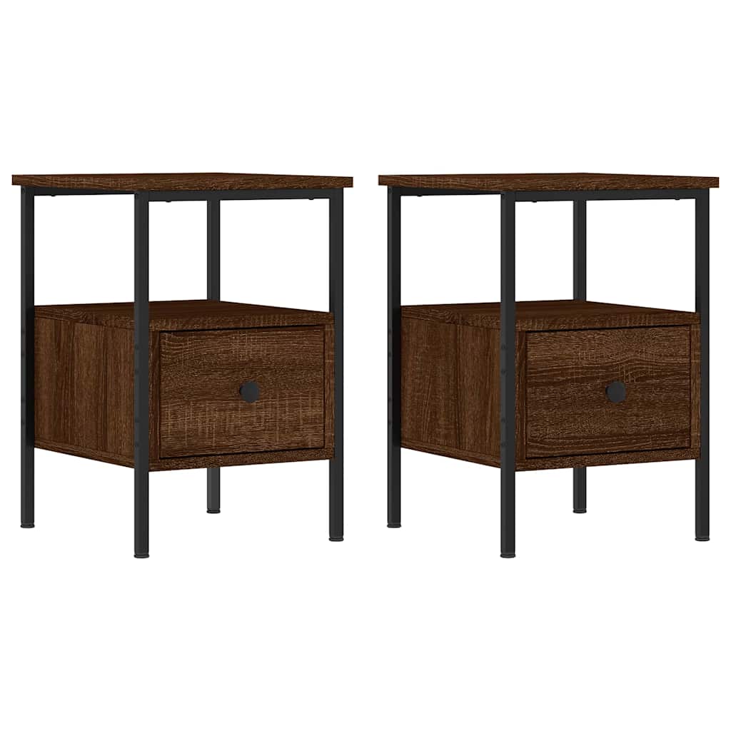 vidaXL Bedside Cabinets 2 pcs Brown Oak 34x36x50 cm Engineered Wood