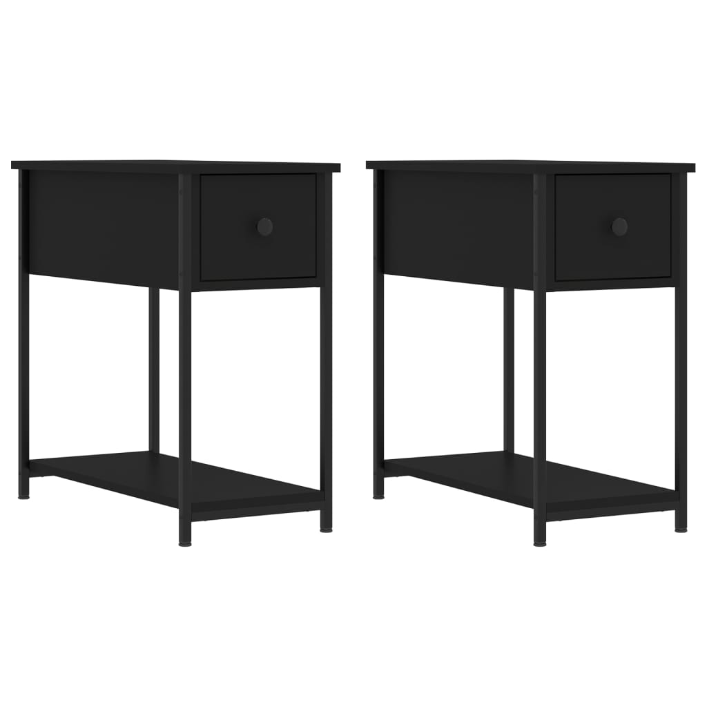 vidaXL Bedside Cabinet | Set of 2 | Black | Engineered wood, iron | Compact