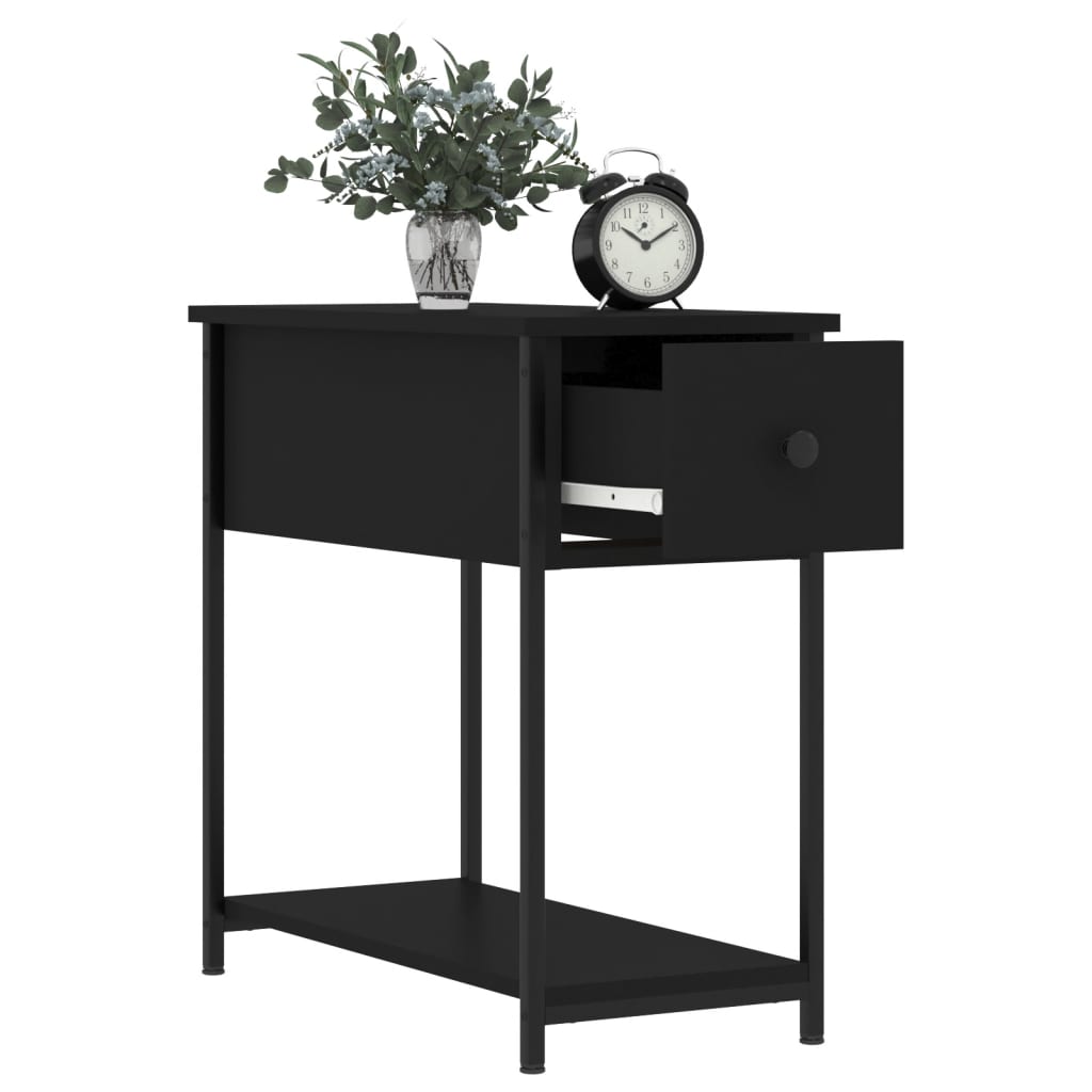 vidaXL Bedside Cabinet | Set of 2 | Black | Engineered wood, iron | Compact