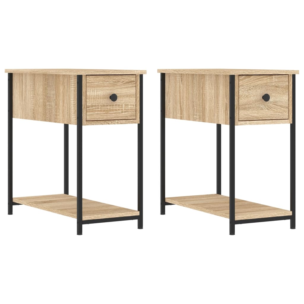 vidaXL Bedside Cabinet | Set of 2 | Sonoma oak | Engineered wood, iron | Compact