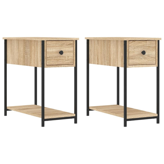 vidaXL Bedside Cabinet | Set of 2 | Sonoma oak | Engineered wood, iron | Compact